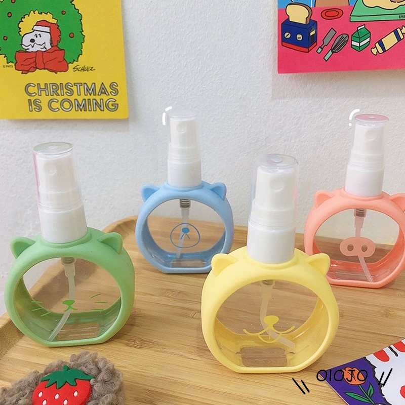 Kartun Kucing Botol Semprot Kecil Alkohol Mengeluarkan Wadah Parfum Lengan Silikon Lucu - Ol