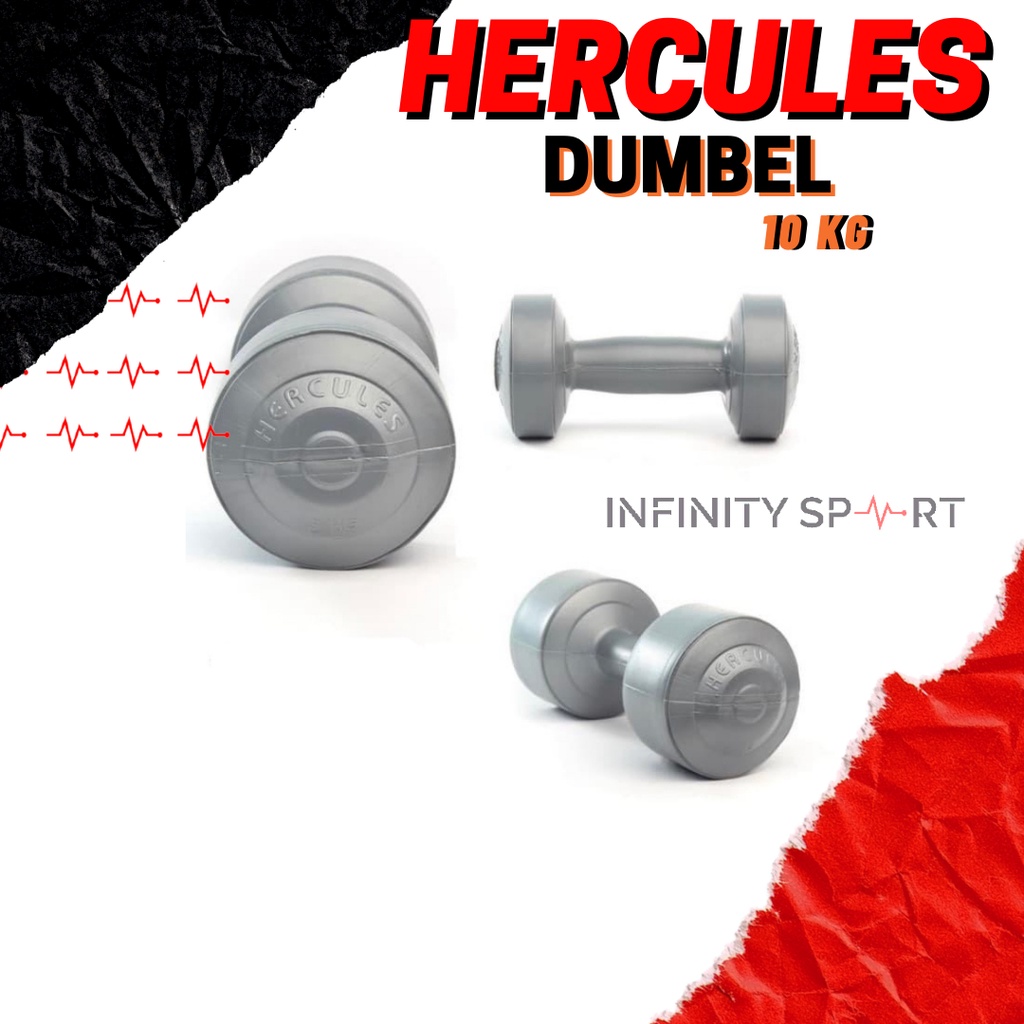 DUMBEL 10KG HERCULES / BARBEL 10 KG / DUMBELL PLASTIK 10KG