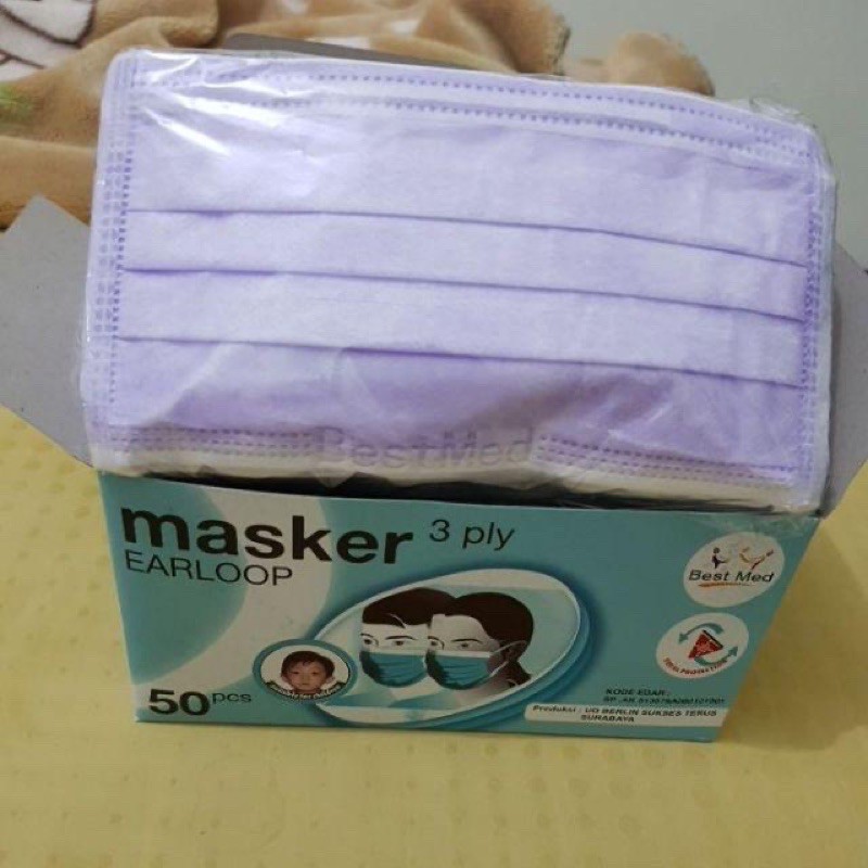 Ready!! Masker Bestmed Earloop Headloop 3 Ply Repack