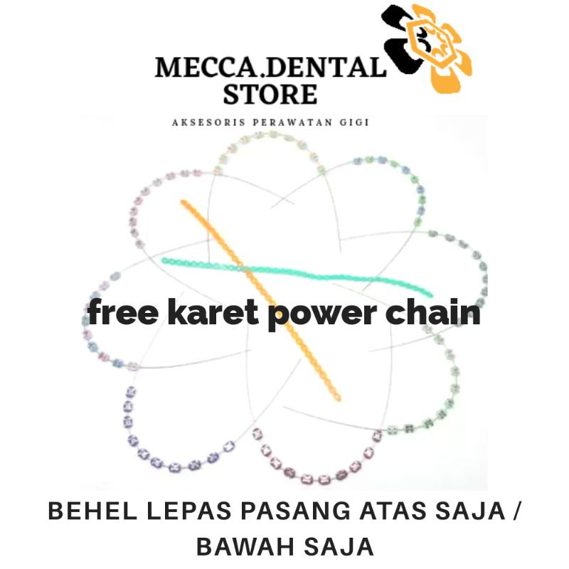 BEHEL GIGI LEPAS PASANG ATAS SAJA/PILIH WARNA/FREE KARET POWER CHAIN/BEHEL PERMANEN/BEHEL FASHION