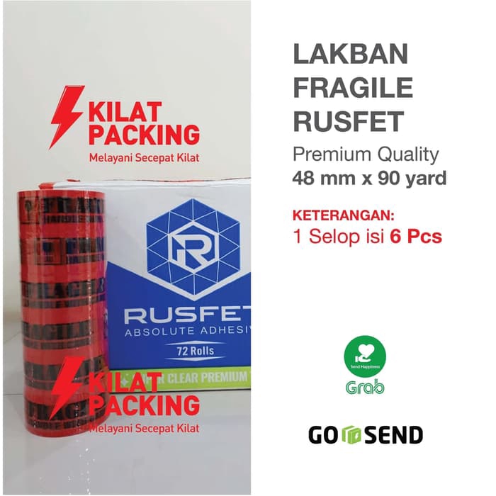 

Lakban Fragile Merah Fragile Rusfet 48 mm x 90 yard 1 Selop