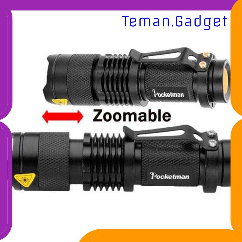 TG-IE184 TaffLED Senter LED 2000 Lumens Waterproof + Charger + Box Pocketman P1