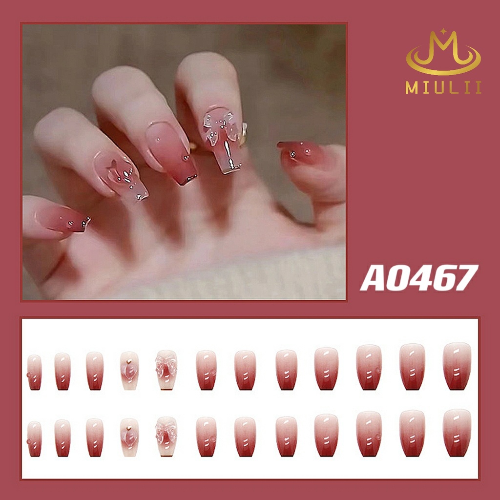 MIULII / KUKU PALSU  A0467  / 24PCS / 3D / NAIL ART / PREMIUM / CUTE / BIRU / FREE LEM JELLY / KUTEK