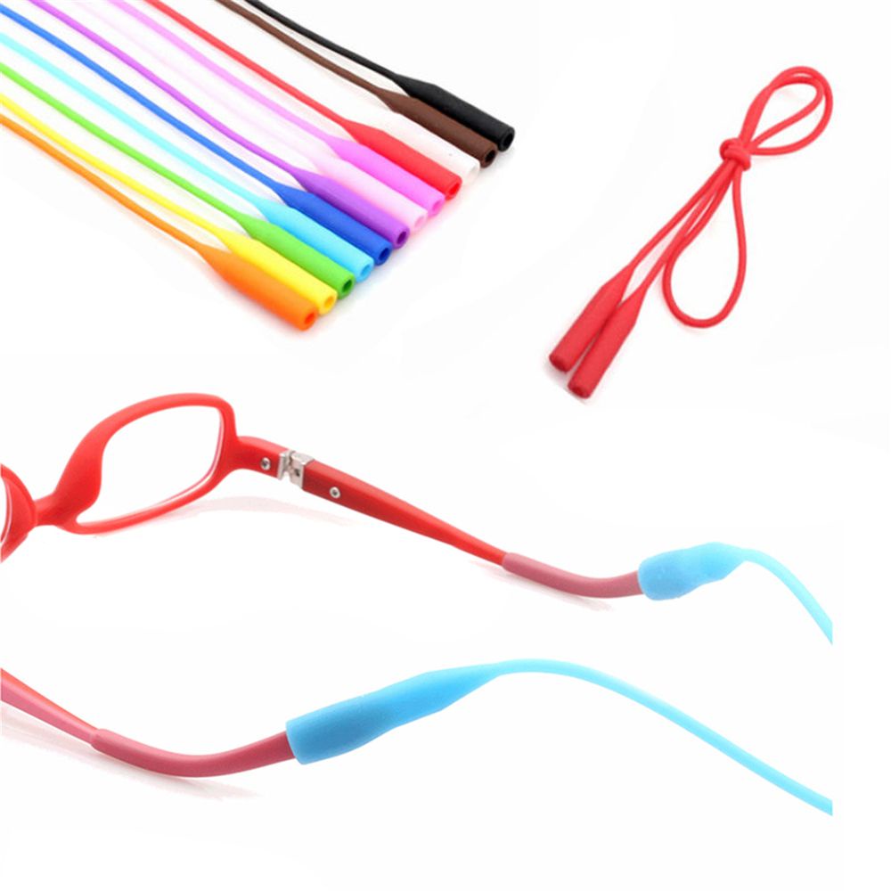 ROW 2pcs Adjustable Silicone Eyeglasses Straps Lanyards Anti Slip Sunglasses String Ropes 12 Colous Sports Cord Holder Band High Elastic Glasses Chain/Multicolor