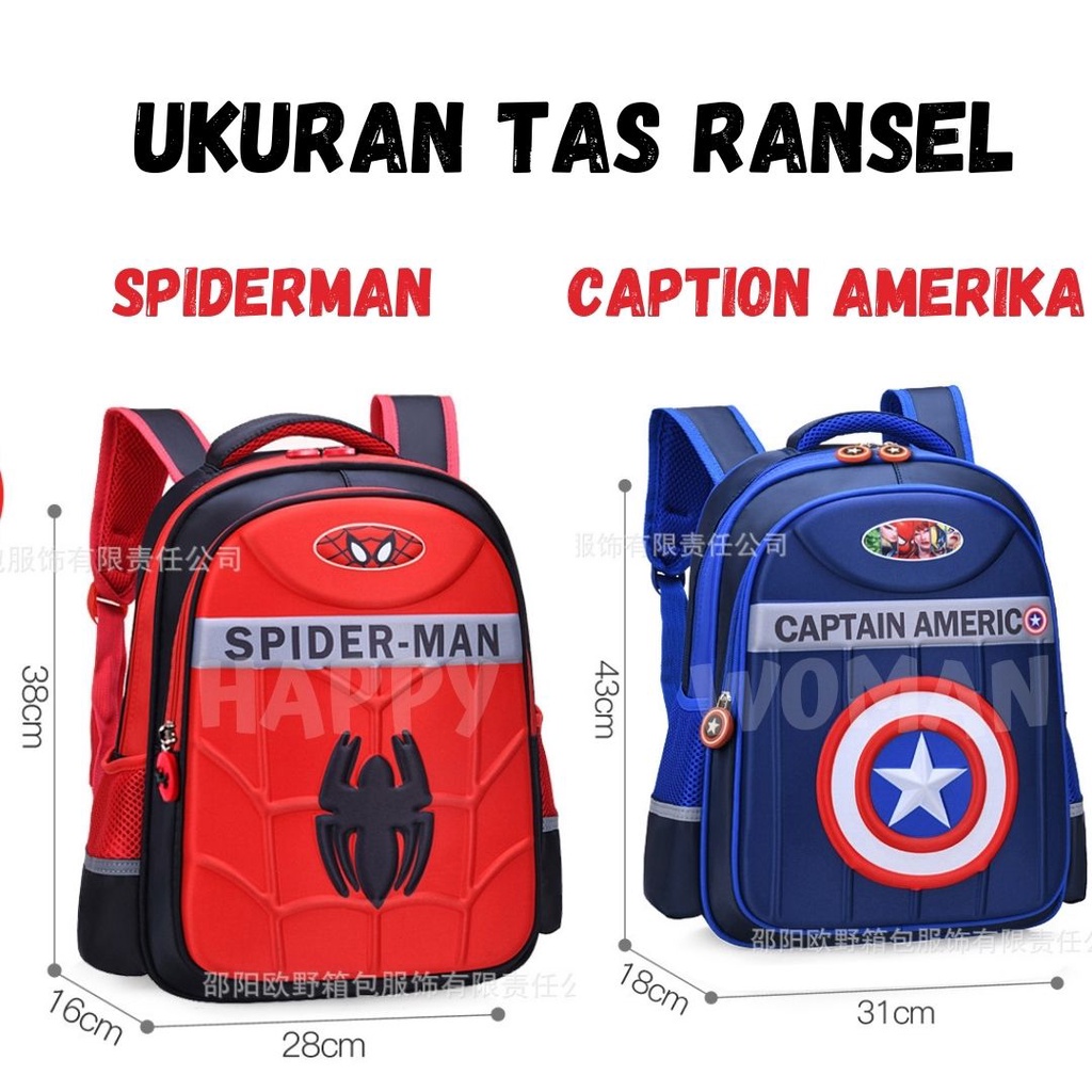 Tas Sekolah Thor Avangers Marvel Superhero Spiderman Tas Ransel Anak Sekolah Laki-Laki SD TK Tas Tas Les Termurah Best Seller Tas Spiderman Tas Captain America Tas Thor Tas Avangers  Tas Marvel Tas Superhero