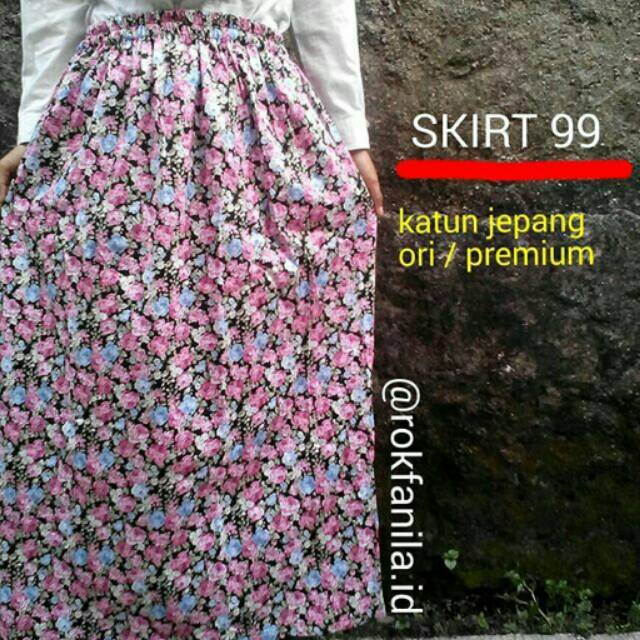 Rok Panjang Katun Jepang Ori Premium Motif Bunga Shabby Chic Cantik_Skirt 99 Rokfanila