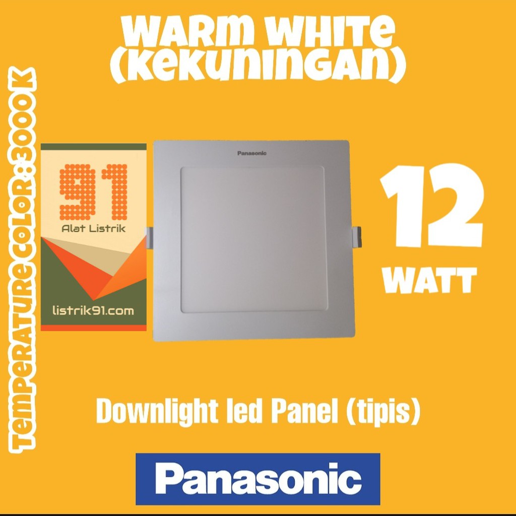 LED Downlight Panasonic Slim Kotak 12 Watt Kuning Warm White