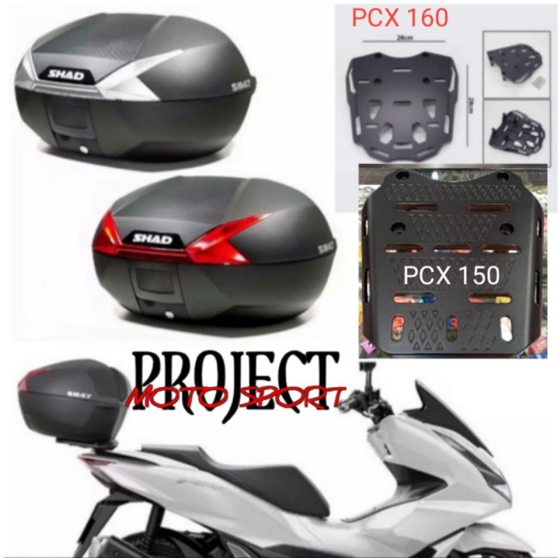 PAKETAN BOX SHAD SH 47 + BREKET BOX PCX 150/PCX 160 LOKAL
