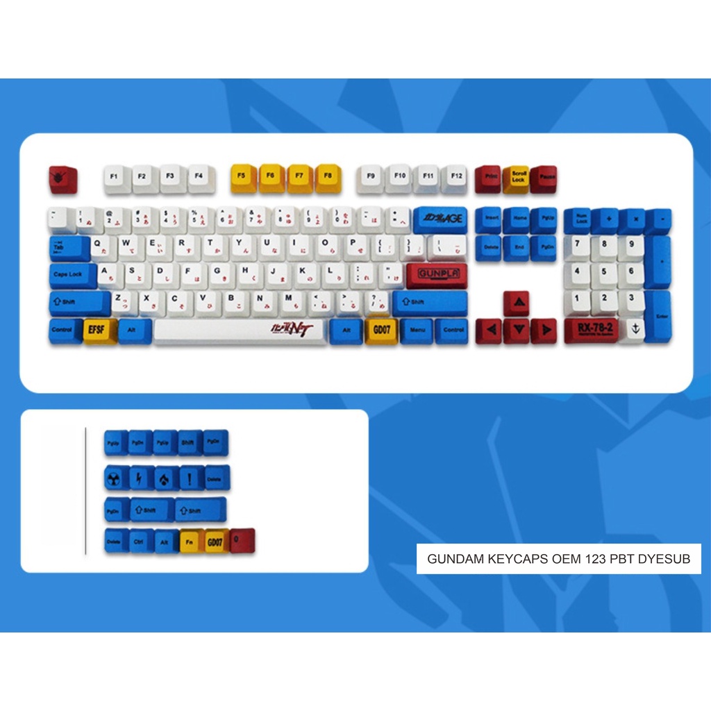 GUNDAM PBT Dye Sub Keycaps A Mechanical Gaming Keyboard 123 Keys