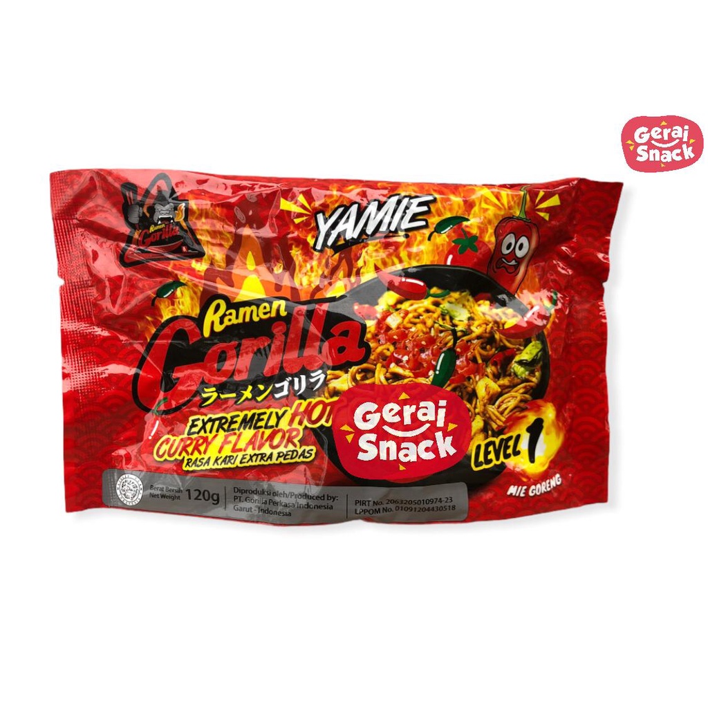 Mie Goreng Ramen Gorilla Juaranya Pedas  Best Seller (120gr)