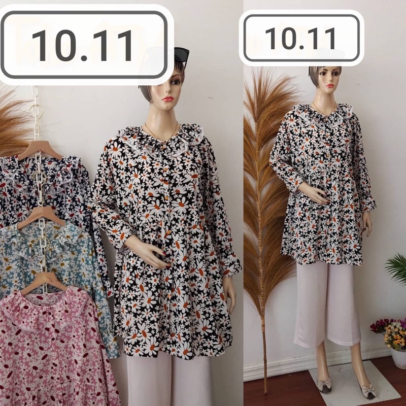 tunik long tunik tunic motif bunga daisy vintage viral kekinian midi dress gamis longdress busui kan
