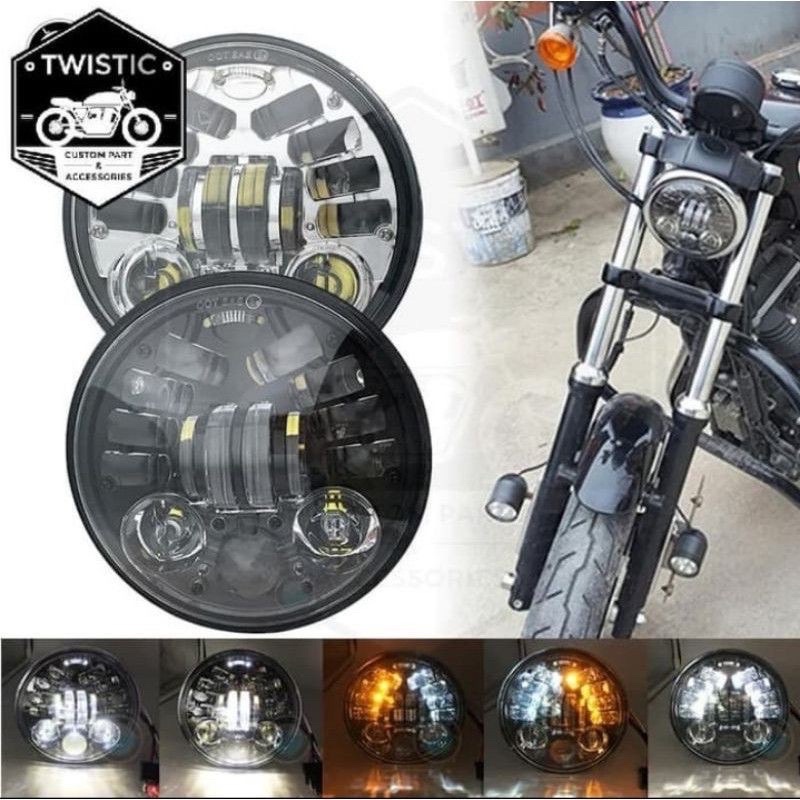 Lampu Daymaker 5,7inch 7inch 16led 19Led Reflektor Headlamp Lampu Depan CB japstyle Megapro