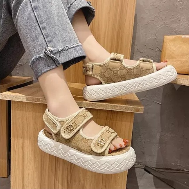 [✅BISA COD] 1707 MONOGRAM 2STRAP SANDALS (REAL PICTURE)
