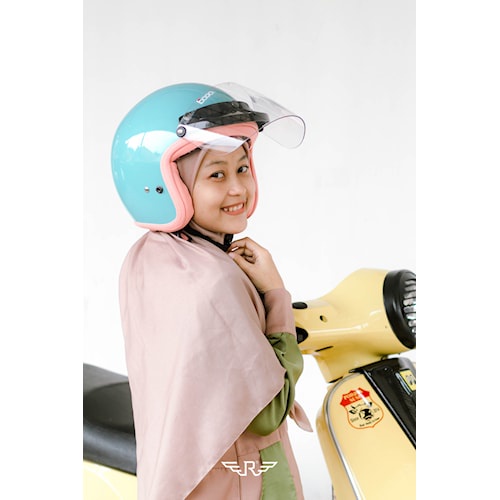Helm Helem Motor Bogo Half Face Ootd Wanita Cewek Remaja Jilbab Cepol Hijab Rosa Flanel Keren Unik T