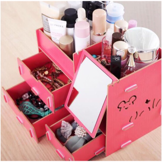 Rak Kosmetik Bahan Kayu CERMIN