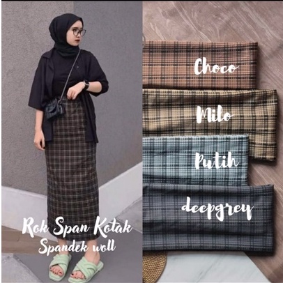 ROK TARTAN SPANDEXWOLL IMPORT NEW/ROK KOTAK-KOTAK/LONG SKIRT KOREAN STYLE TREND