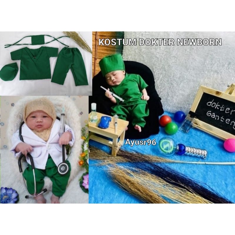 Kostum dokter newborn properti photoghrapy. Doctor costum  baby bayi