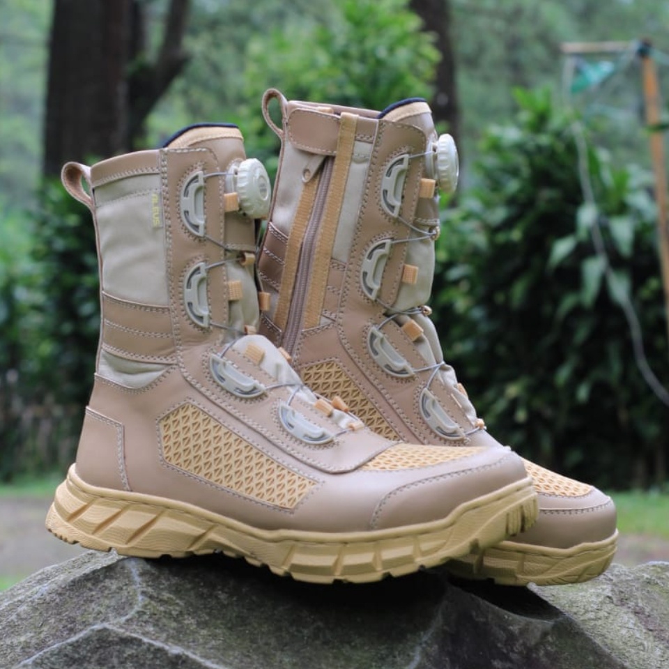 SEPATU PDL TALI PUTAR CREAM GURUN SARANG TAWON KULIT SAPI ASLI SEPATU PDL DINAS LAPANGAN SATPOL PP