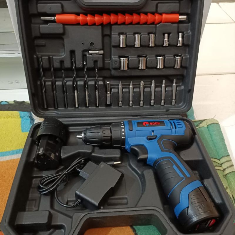 Mesin Bor Edon Cordless Drill 12 Volt