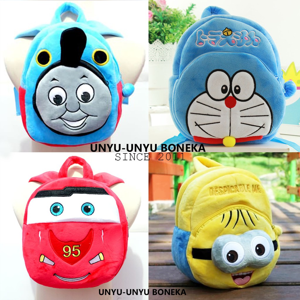 tas ransel anak boneka minion cars thomas mobil kereta doraemon japan cat sekolah baby kids