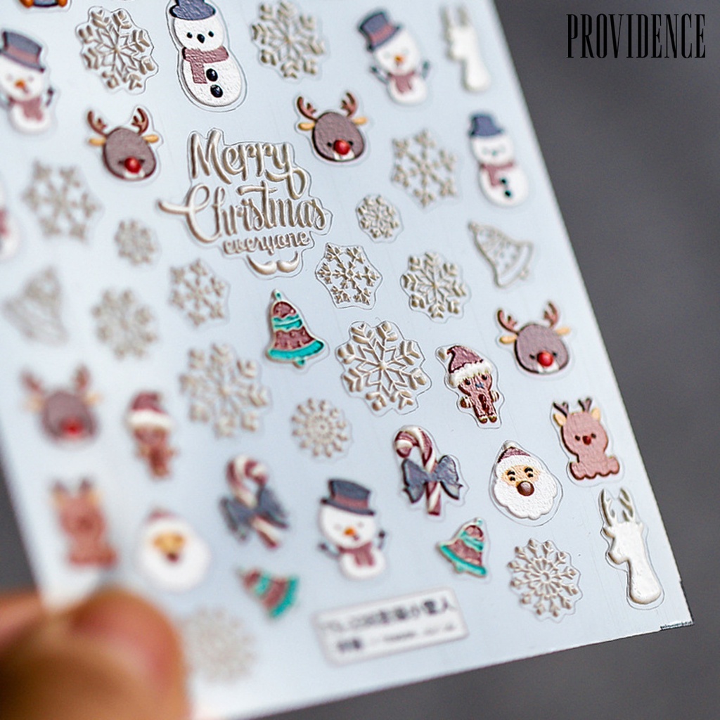 Providence Nail Slider Multiple Shapes Engraved Pattern 5D Effect Wool White Snowflake Wing Colorful Nail Sticker for Beauty