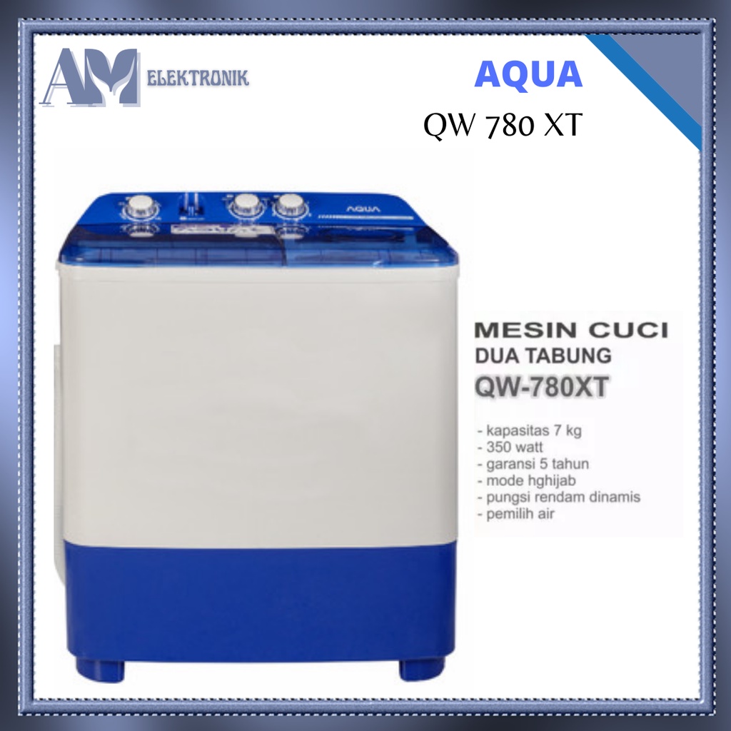 MESIN CUCI AQUA JAPAN QW-780 XT / 2 TABUNG 7 KG