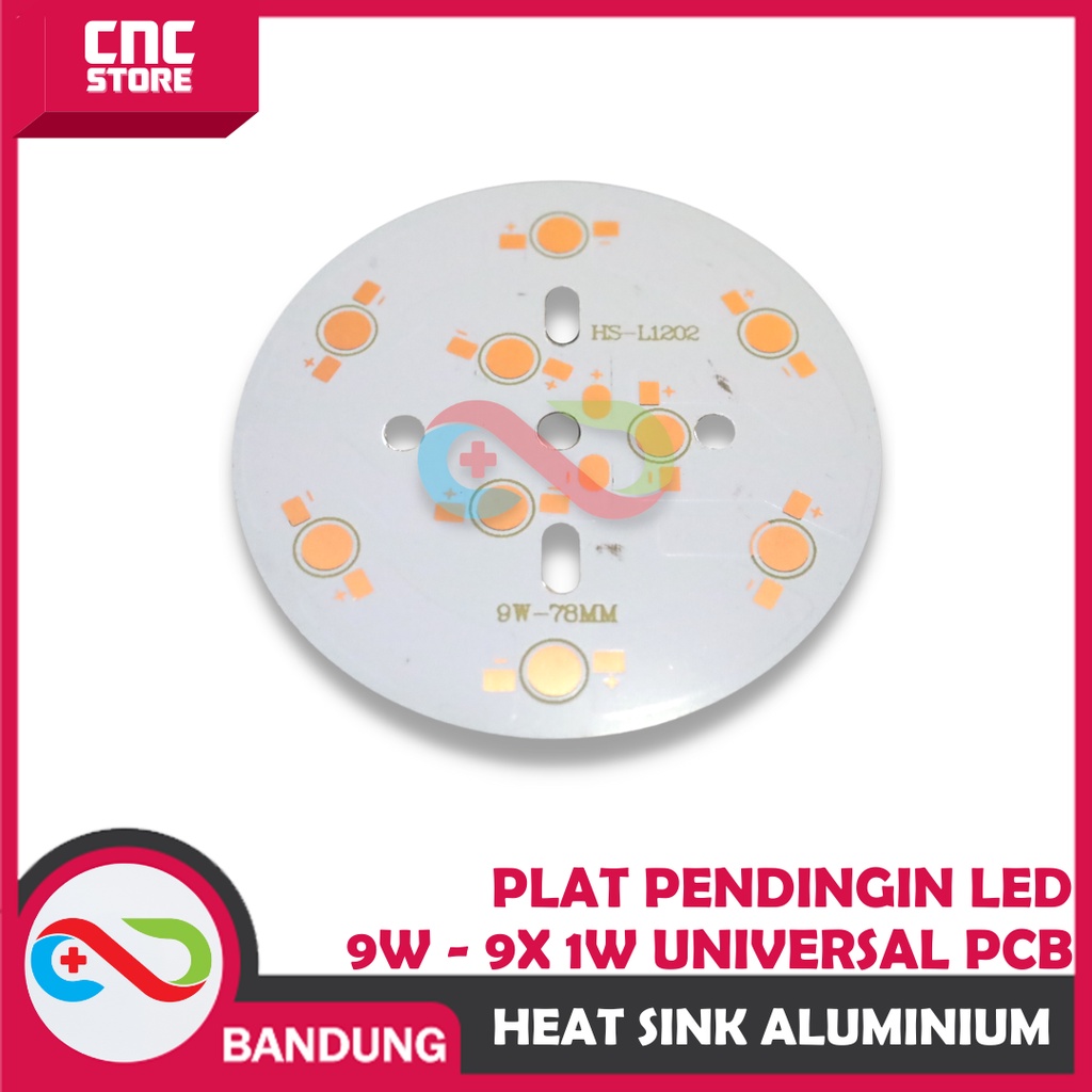 HEAT SINK ALUMINIUM PLAT PENDINGIN LED 9W - 9X 1W UNIVERSAL PCB HEATSINK DIAMETER 78MM ALUM