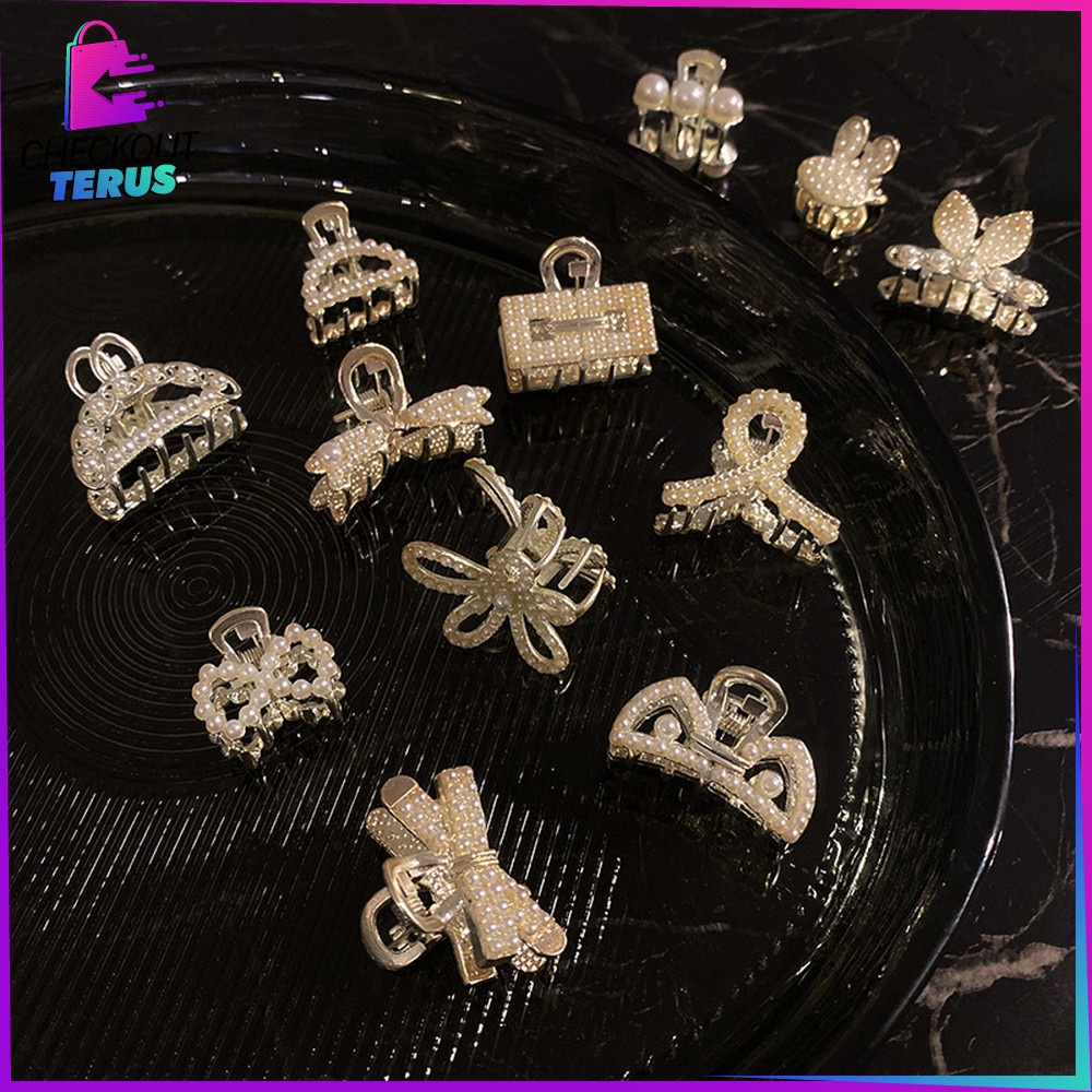 CT C565 Jepit Rambut Alloy Korea Mini Jedai 2.5cm Mutiara Elegan Jepitan Poni Elegan Hair Claw Clips