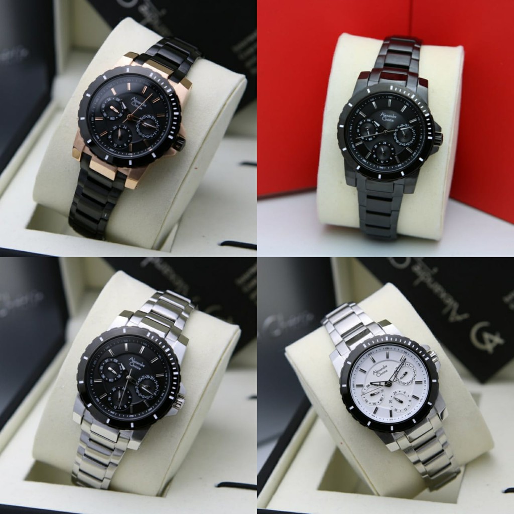 JAM TANGAN WANITA ALEXANDRE CHRISTIE AC 6141 AC6141 BLACK ROSEGOLD ORIGINAL