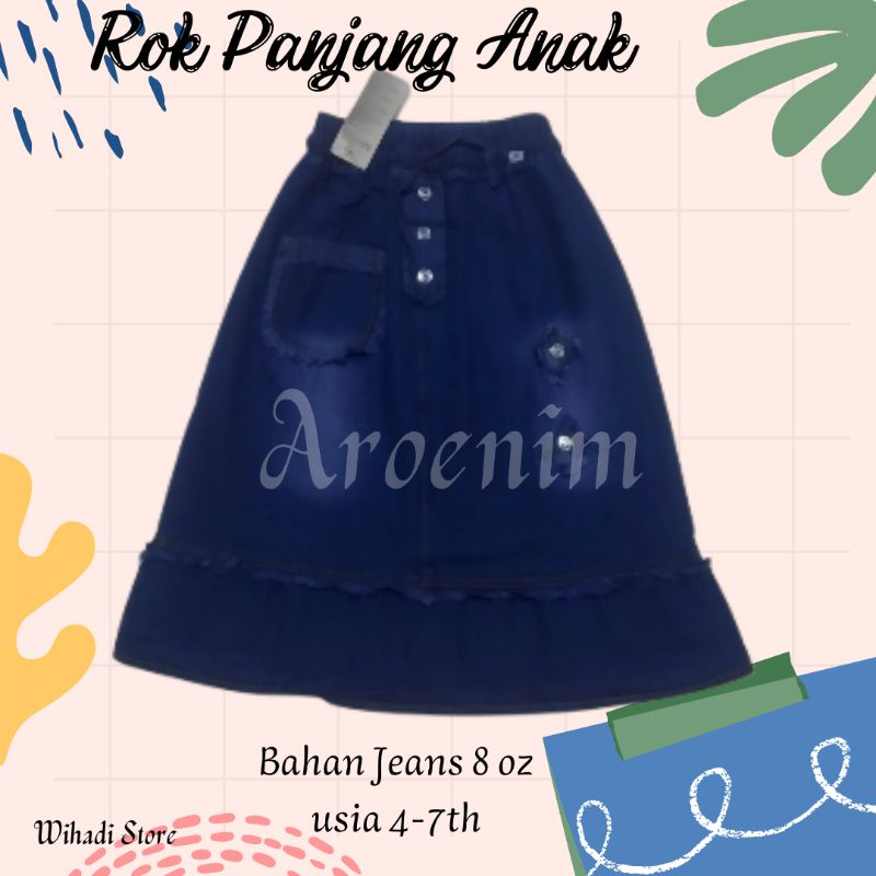 rok jeans panjang anak perempuan aroenim rok jeans panjang rumbai anak cewek keren aestetich