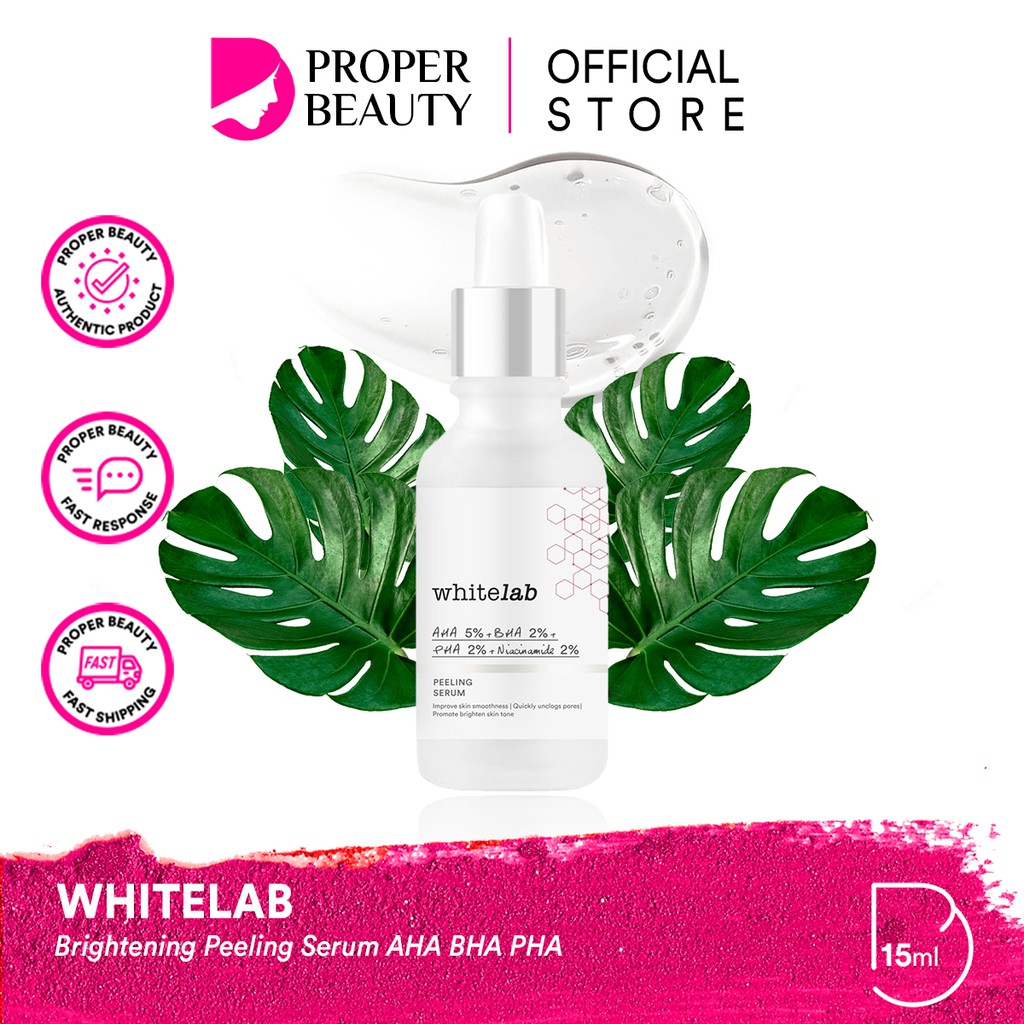 WHITELAB Brightening Peeling Serum Indonesia / AHA BHA PHA Facial Wash Hydrating Essence Toner Ampoule Day Night Underarm Eye Cream Sunscreen Clay Mask Masker Gel Body Soap / Face Acne Mugwort Heartleaf Niacinamide Calming Paket Wajah Lengkap Set Pelembab