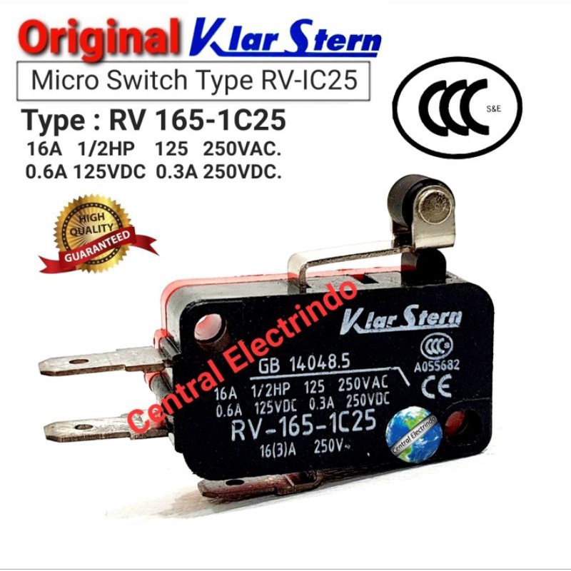 Limit Switch/Micro Switch RV-165 IC25  Gagang Roda Pendek KlarStern.