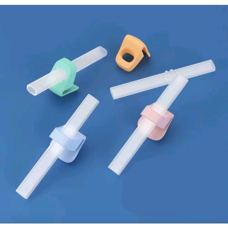 Sedotan / Straw and Clip Sedotan Gelas mangkok Anak Silicon Elastis