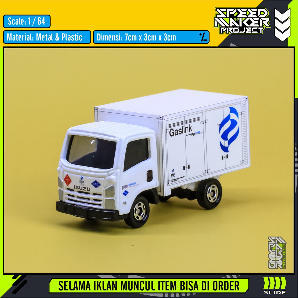 Tomica Isuzu ELF Truck Custom PGN Gas Link Diecast Miniatur Replika Truk Box 1/64