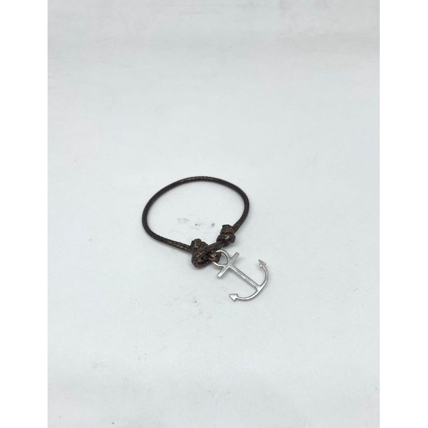 Gelang Tali Warna Coklat Tua Coklat Muda Bandul Jangkar