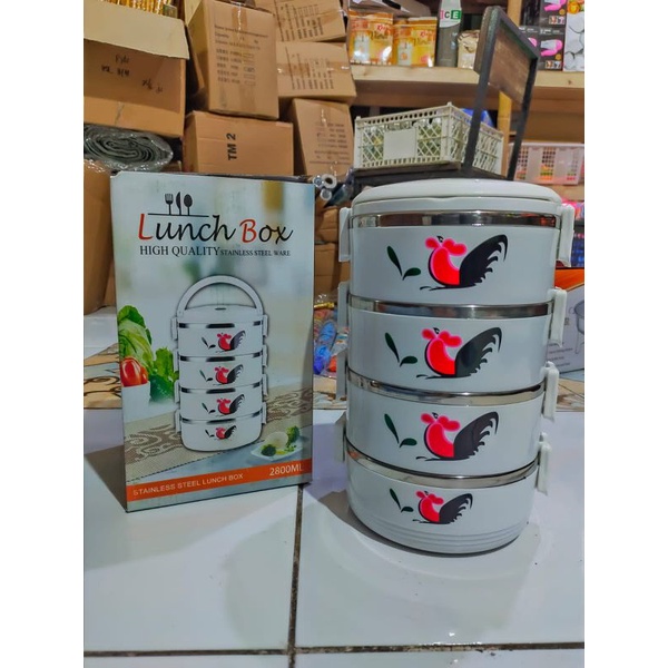 Rantang Makan Motif Ayam Jago Stainless 4 Susun