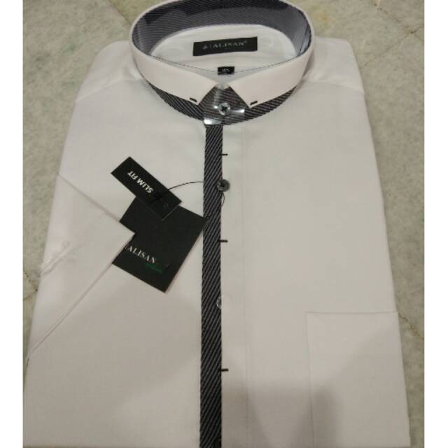 Alisan Kombinasi Kerah Special Koko Lengan Pendek Slimfit