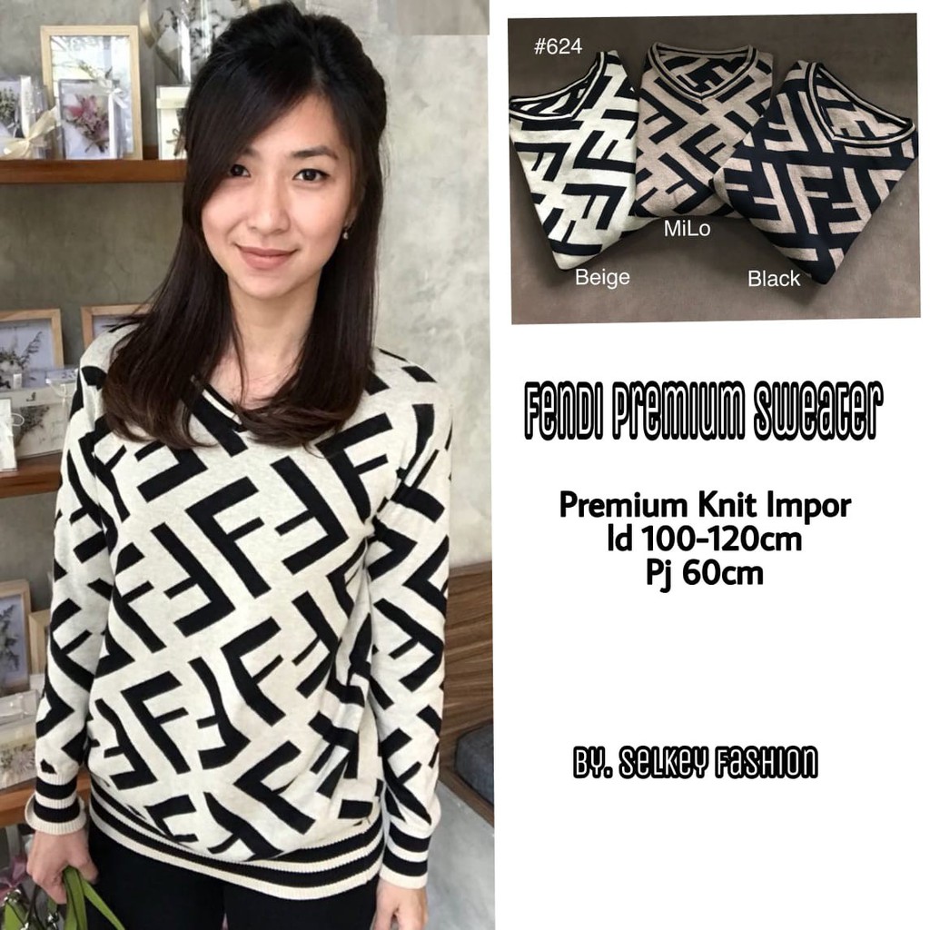 sweater wanita fendi premium