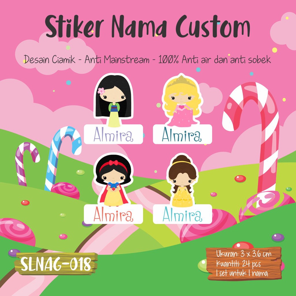 

sticker label nama anak waterproof astronot peri alien SLNAG 018