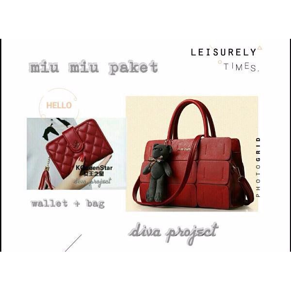 BEST Paket Tas Miumiu Dompet Kimmy / Tas Branded / Tas Wanita Murah