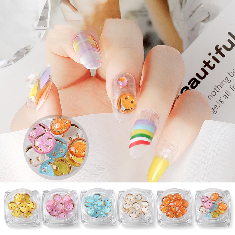 AUGUSTINA Augustina Smiley Face Perhiasan Kuku Musim Semi AndSummer Kartun Lucu DIY Desain Nail Art