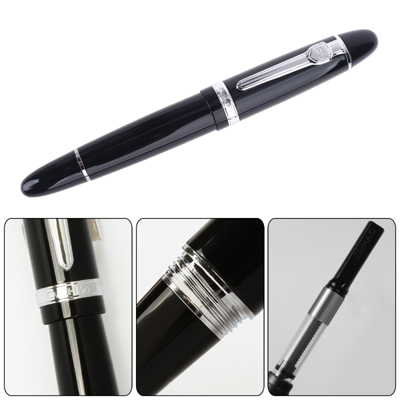 Mary New Jinhao159 Black Dan Silver Untuk M Nib Fountain Pen Tebal