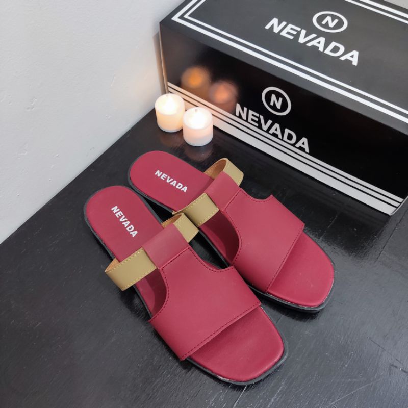 Sandal flat Nevada terbaru F.5 Maron