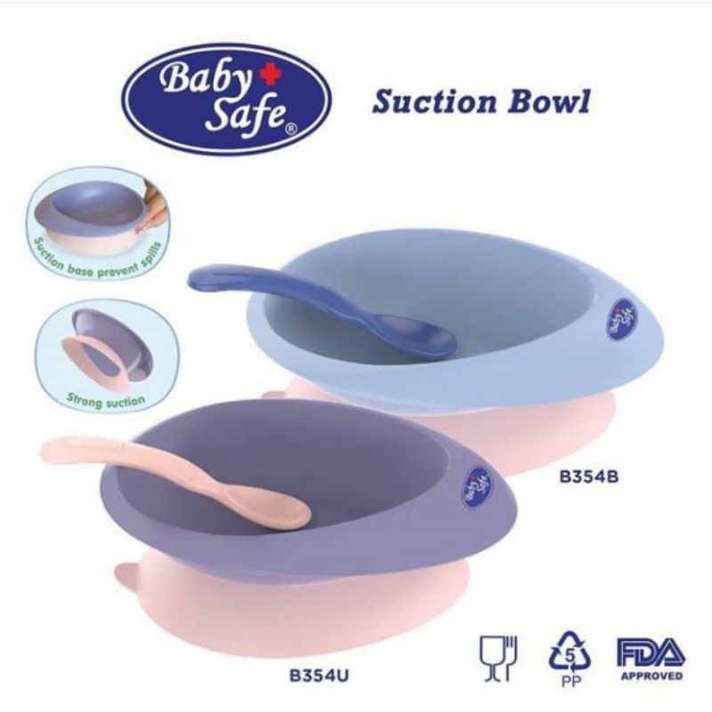 B354 Baby Safe Suction Bowl with Spoon Mangkok bayi anti Geser + Sendok Babysafe