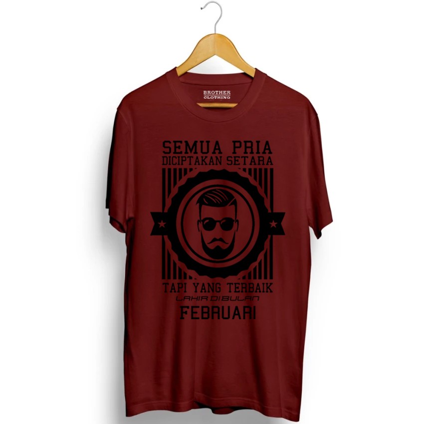 Kaos Distro Pria Terbaik Lahir Februari Black - Abu Misty Premium