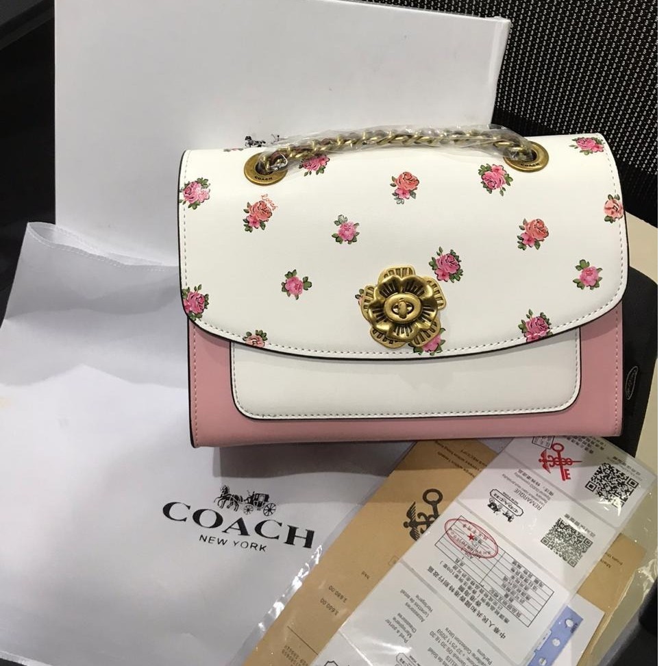 Grosir Tas Coach Parker Floral Print Blocking Leather Semprem AP54620