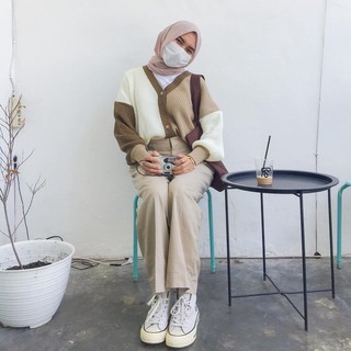 Image of Helena Cardigan Knit Outerwear HELEN CARDY RAJUT TWIST PREMIUM Color Full Combi Cardie Fashion Wanita Remaja Muslim Terlaris