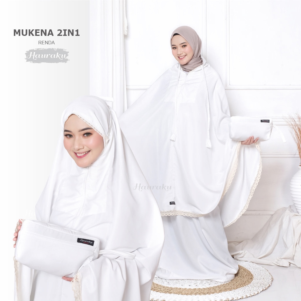 Mukena Traveling 2 in 1 Dewasa Pouch Ponco Katun Premium