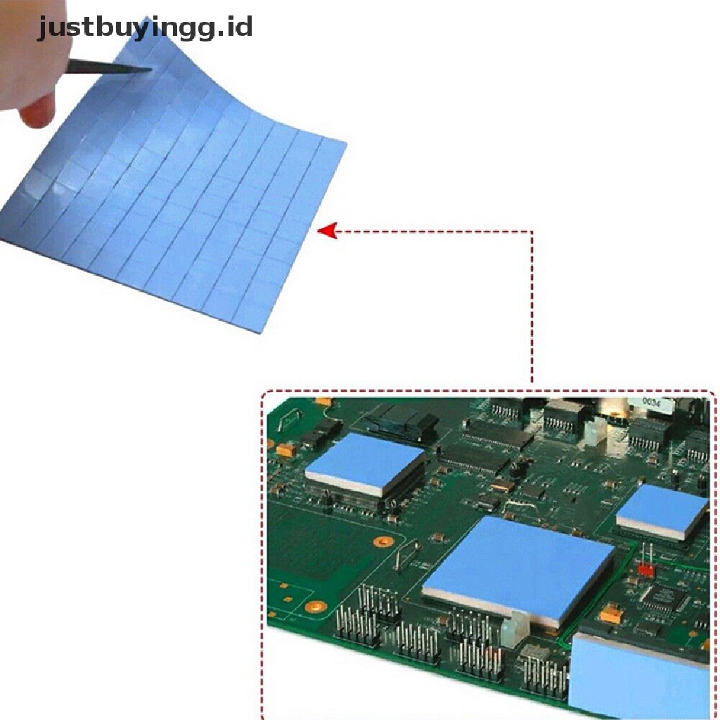 Pad Silikon Konduktif Termal Pendingin Gpu Cpu Warna Biru Ukuran 100mm X 100mm X 1mm