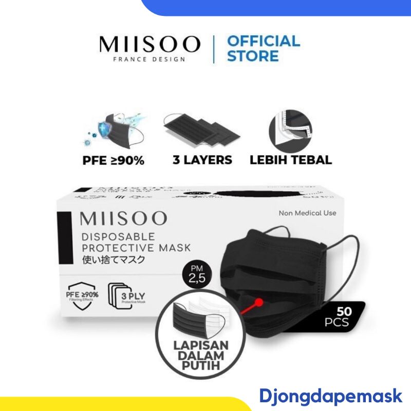 Earloop Masker miisoo 3 ply masker biru 3 ply earloop misoo 50 pcs